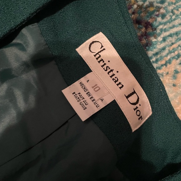 Dior Green Skirt Suit 100% Wool . Women’s Size 10 - Picture 4 of 16